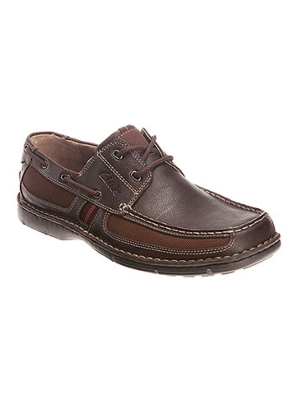 Clarks Men's XTR Lite Waterloo Boat Shoes Leather Slip On Brown, Size 8M